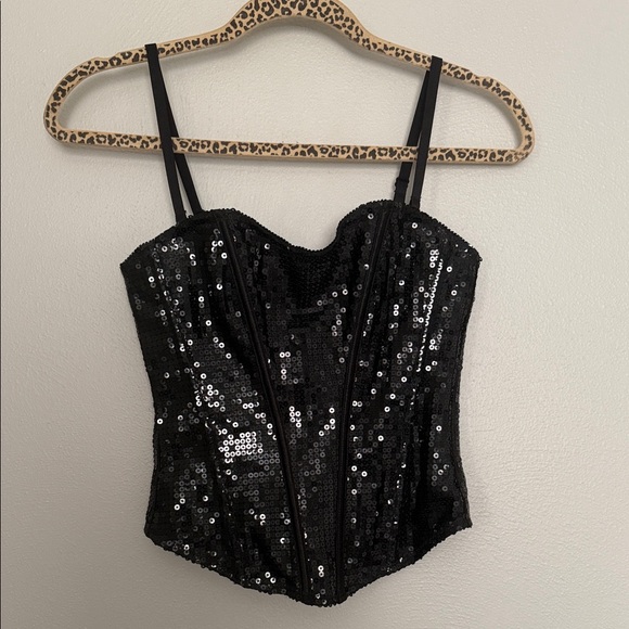 Spirit Tops - Spirit Black Sequin Bodysuit